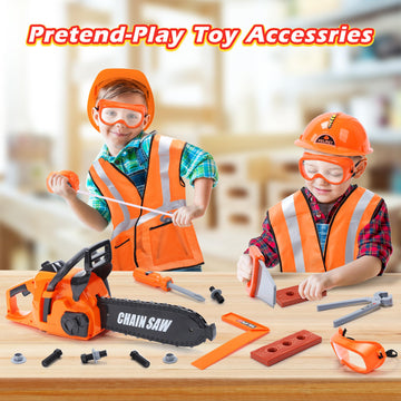 Skirtoy Toy Chainsaw for Kids, Family Day Games Pretend Play Series Kids Tool Set, Outdoor Electronic Chainsaw Toy Tool Set, STE