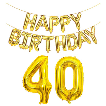 Shuntai 40Th Birthday Decorations For Men Women 40 Balloon Numbers Gold Jumbo Number 40 Foil Mylar Balloons With Happy Birthday