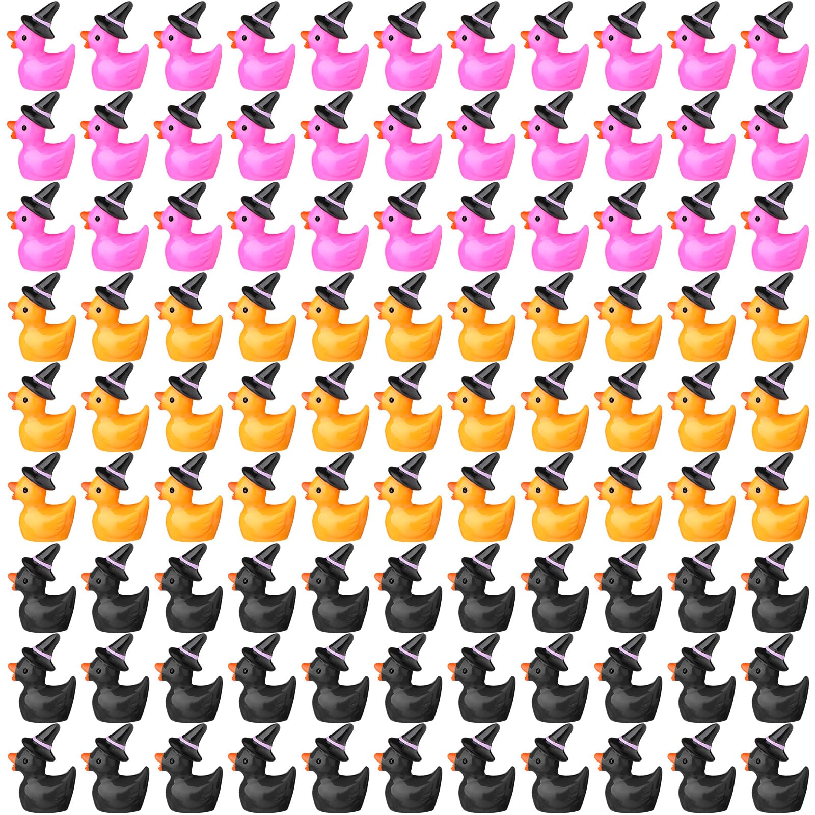 Simgoing 100 Pcs Mini Resin Duck With Hat Halloween Tiny Duck Figurines Resin Ducks Bulk Multicolor Mini Ducks Miniature For Gar