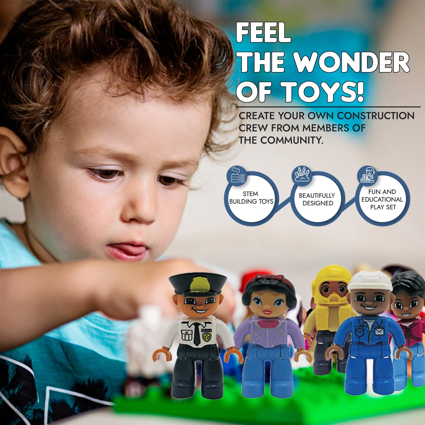 Kids Toys People Figures for Kids - Preschool Toys Building Blocks People Set for Kids - Compatible with Major Brands Building B