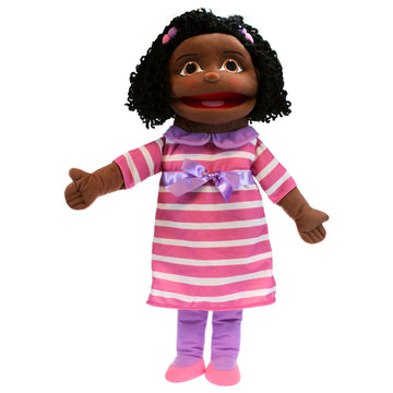 The Puppet Company Medium Sized Puppet Buddies Girl Hand Puppet - Dark Skin Tone