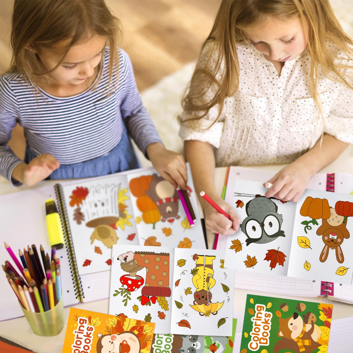 24Pcs Animal Theme Coloring Books For Kids Bulk Fall Mini Coloring Booklet Autumn Diy Art Drawing Book With Squirrel Hedgehog Fo