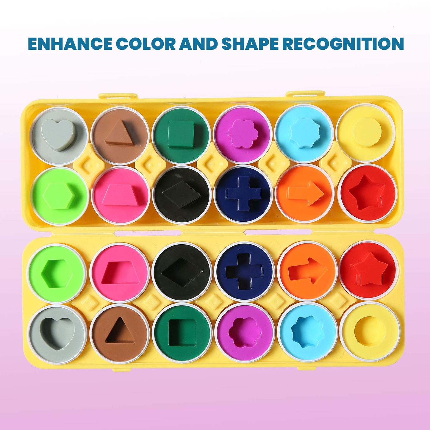 Dimple Fun Easter Egg Matching Toy Set (12 Eggs) - Toddler Stem Easter Basket Stuffers, Shape Recognition & Color Sorting Toys, Educational Easter Eggs For Kids, Play Egg Puzzle Set
