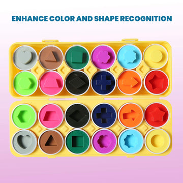 Dimple Fun Easter Egg Matching Toy Set (12 Eggs) - Toddler Stem Easter Basket Stuffers, Shape Recognition & Color Sorting Toys, Educational Easter Eggs For Kids, Play Egg Puzzle Set