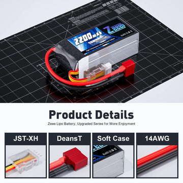 Zeee 3S Lipo Battery 2200mAh 11.1V 50C Shorty Pack Battery with Deans Plug for RC Car Truck Vehicles RC Boat RC Drone Airplane Q