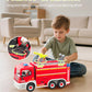 Coroiesty Large Fire Truck Toy - 14.57"x8.27"x5.51", Plastic, Lights & Siren Sounds, DIY Rescue Vehicle for Kids 3-8 Years Old