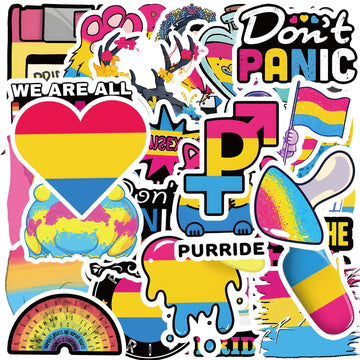 Meplum Pansexual Pride Stickers, 60 Pcs Pan Pride Stickers Bulk For Pansexual Pride Stuff, Waterproof Vinyl Lgbtq Pan Pride Stic