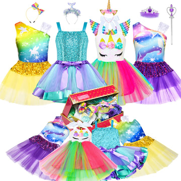 Latocos Girls Princess Dress Up Trunk Dress Up Clothes For Little Girls Unicorn Mermaid Pretend Play Costume Set For Toddlers Ages 3-6 Years