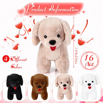 Syhood 16 Pcs Plush Dogs 7.87 Inches Stuffed Dogs Bulk Valentines Party Favor Gift Plush Stuffed Animal For Girls Boys Goodie Bag Birthday(Labrador)