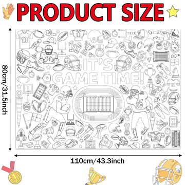Naozinebi Football Coloring Poster For Kids Giant Coloring Poster Large Rugby Super Football Coloring Tablecloth Jumbo Coloring