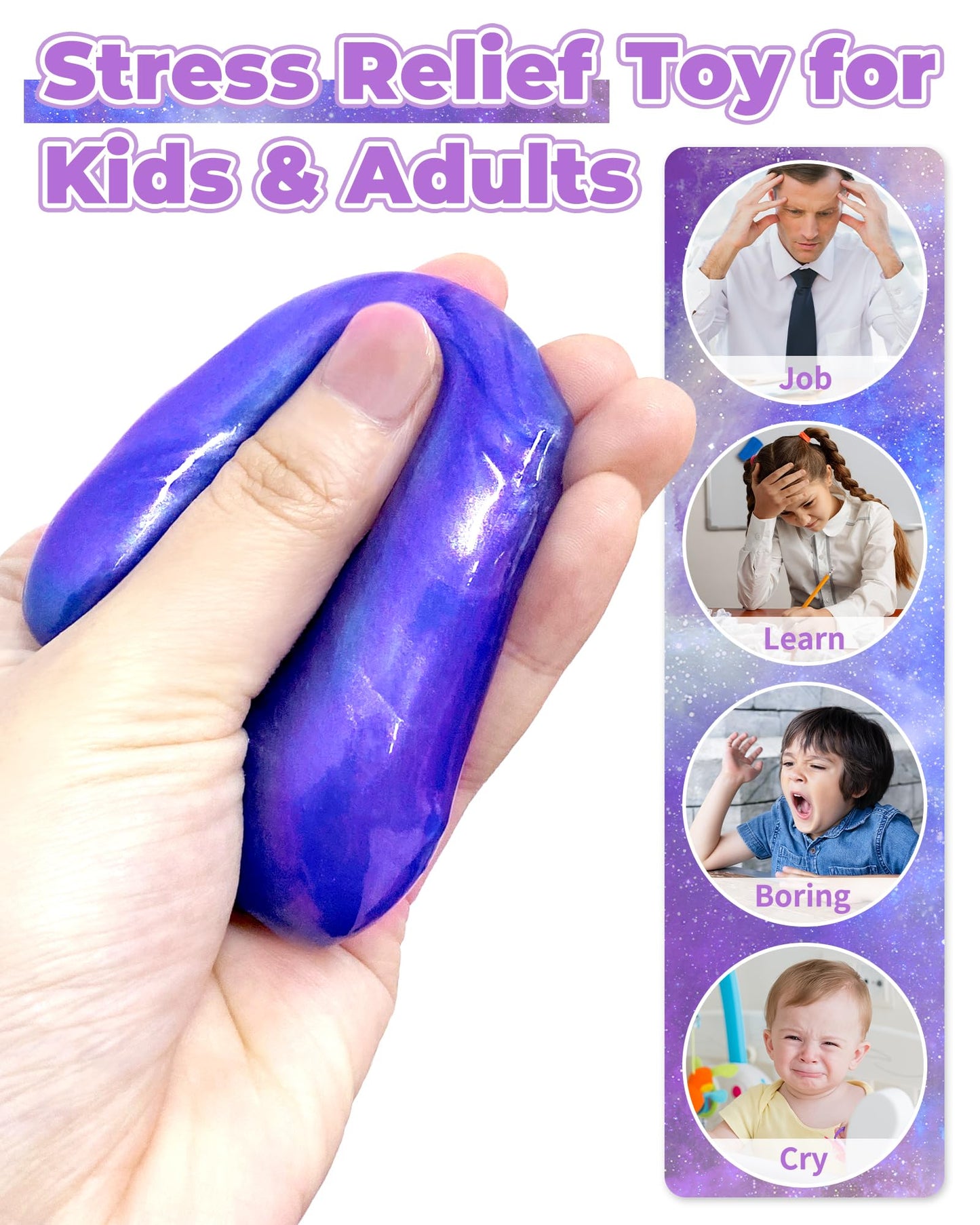 Greingways 5 Pack Prefilled Easter Eggs Galaxy Slime Toys, Easter Egg Fillers Slime Eggs, Stress Relief Christmas Stocking Stuff