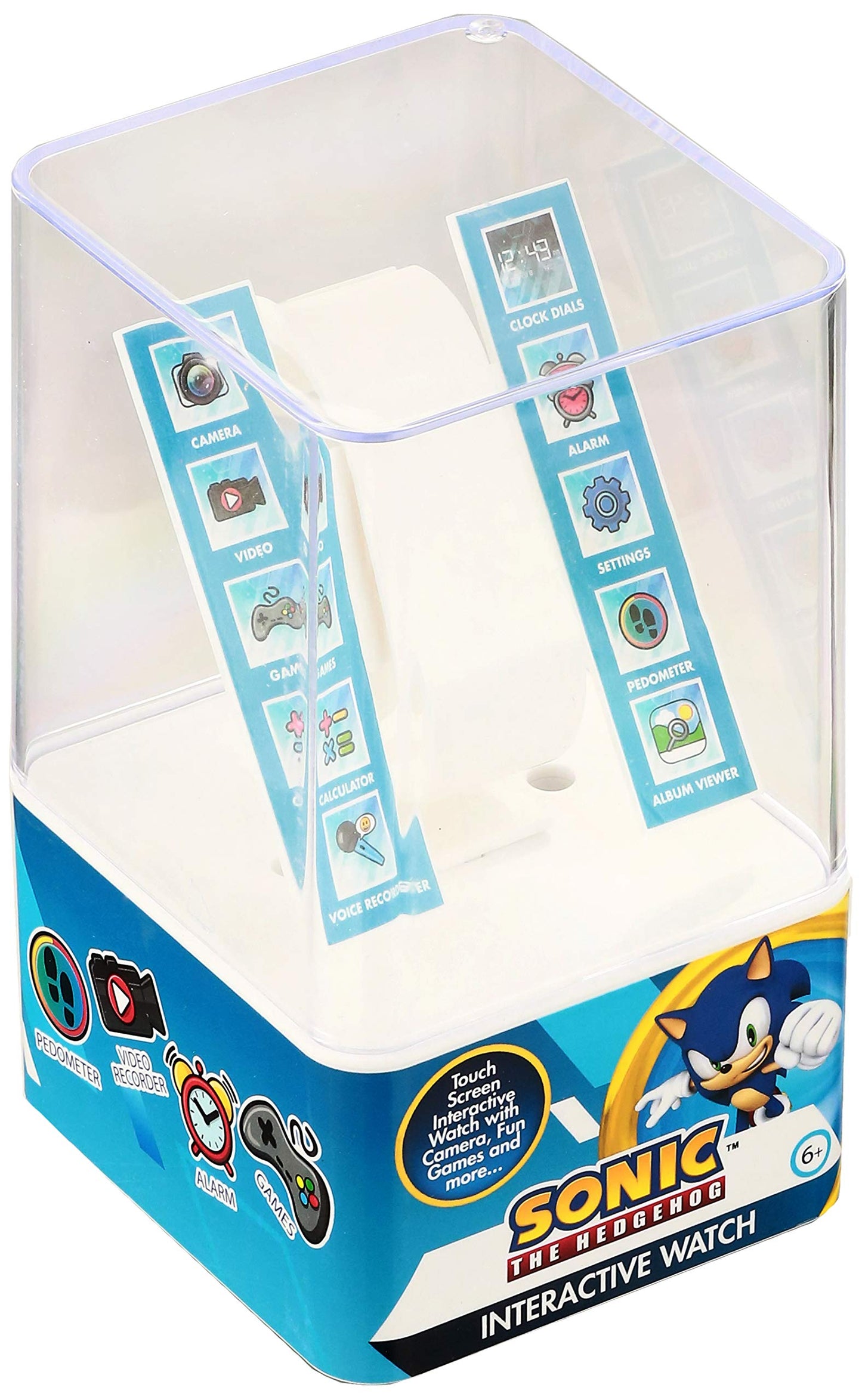 Sonic The Hedgehog Kids Smart Watch - Interactive Touchscreen With Games, Selfie Camera, Step Tracker, Alarm, And Printed Silicone Strap - Fits Wrists 5.5' To 8.0'