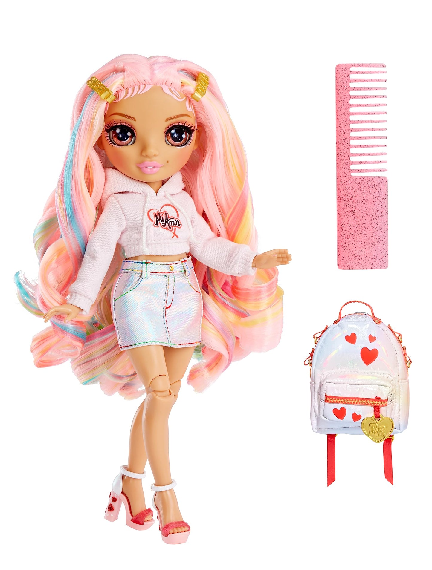 Rainbow High 9" Kia Hart Posable Fashion Doll with Backpack - Multicolor Vinyl, Special Edition for Kids Ages 4-12