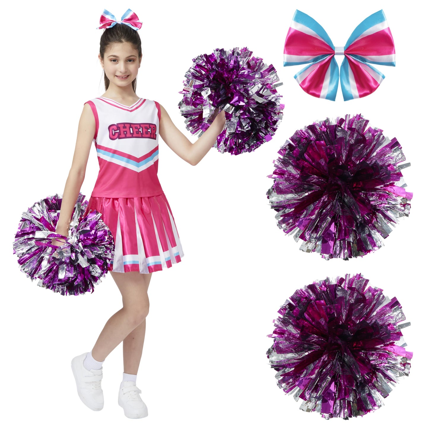 Spooktacular Creations Halloween Girl Cheerleader Outfit  Pink Zombies Cheerleader Costume for Girls Set for Halloween Dress-Up  High School Themed Party (X-Large  12-14 yrs)