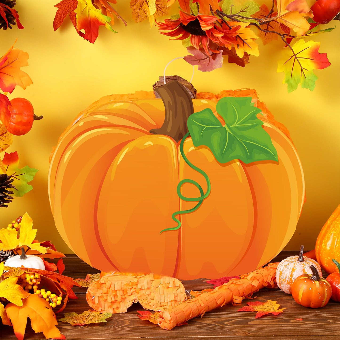 Harrycle Fall Piata Thanksgiving Party Piata with Blindfold Bat and Confetti Pumpkin Maple Leaf Turkey Piata for Thanksgiving Au