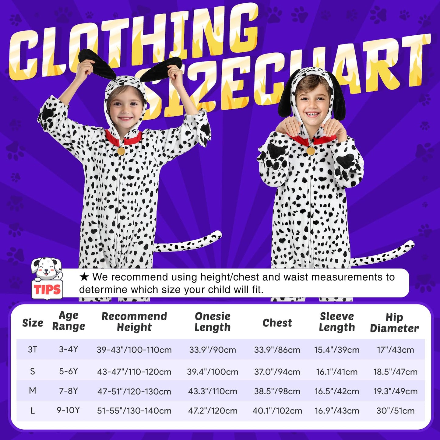 Giftinbox Toddler Dalmatian Costume Kids,Dog Costume For Kids,Unisex Spotted Dog Onesie Costume