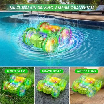 Amphibious RC Car with Lights for Kids 6-12 Year Old,2.4 GHz Remote Control Boat RC Monster Truck 4WD Vehicle Gifts,Waterproof H