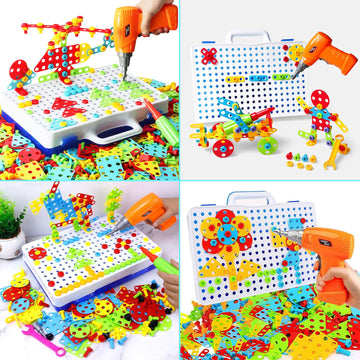Haifeng 223 Pieces Kid Screwdriver Toy Set, Create and Design Drill kit, Magic Play Toolbox for Kids, Game Activities Center for