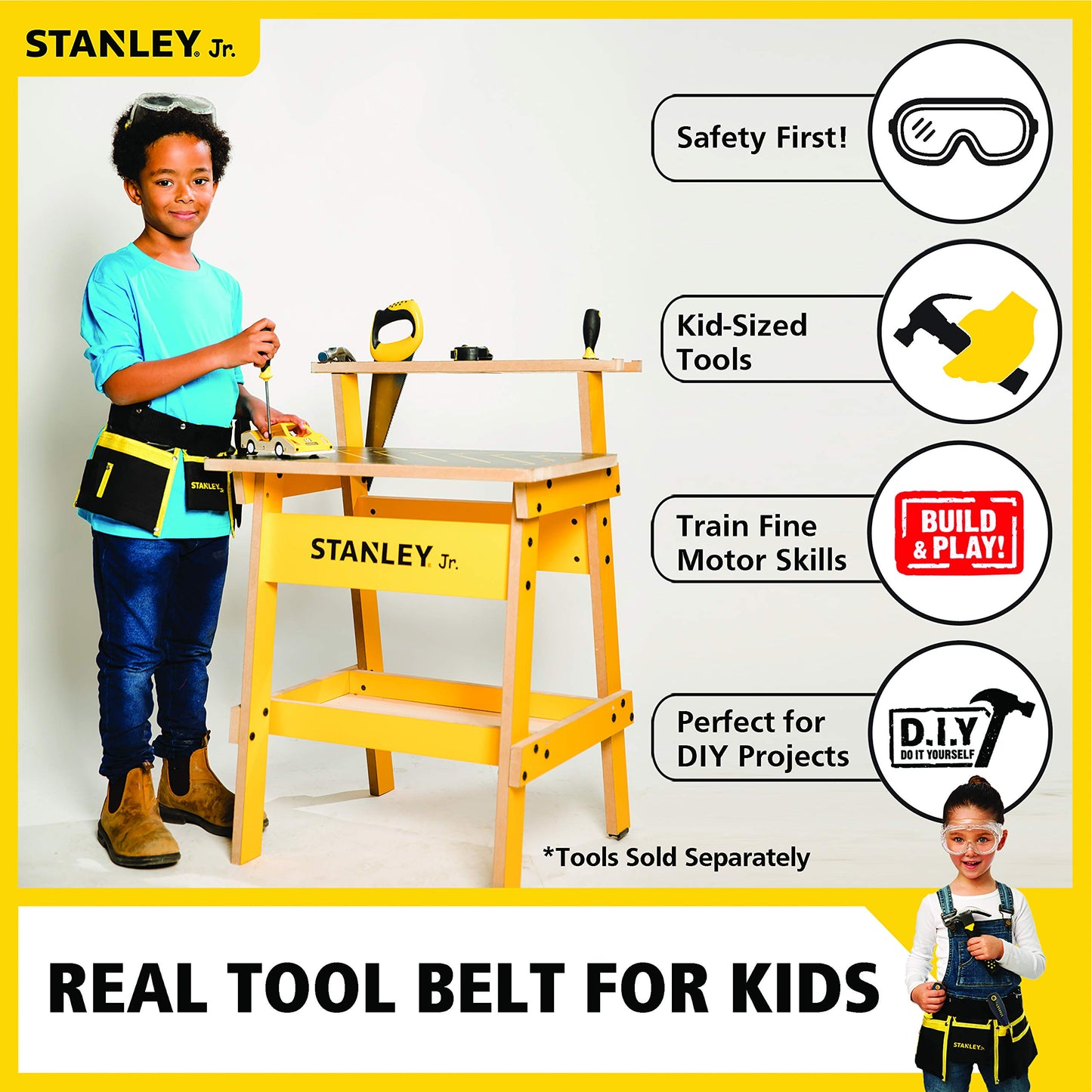 Stanley Jr. - Tool Belt, Tools Ages 5+ (T010M-Sy), Mixed
