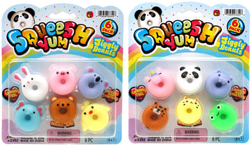 Ja-Ru Mini Mochi Squishy Animals (6 Pack) Cute Jiggly Donut Squishies For Kids & Adults, Boys & Girls. Stress Relief Fidget Gumm