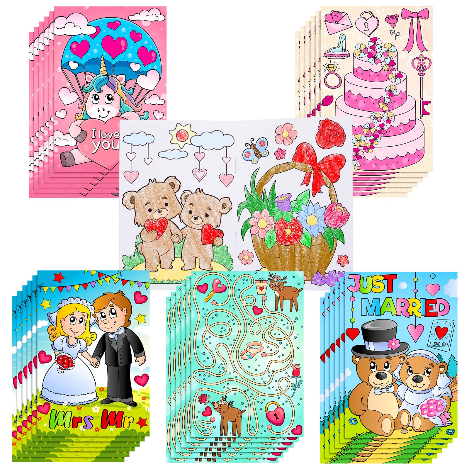 30 Count Wedding Coloring Books for Kid Boy Girl Activity Set 40 Pages Kids Valentines Day Activities Kits Wedding Day Coloring