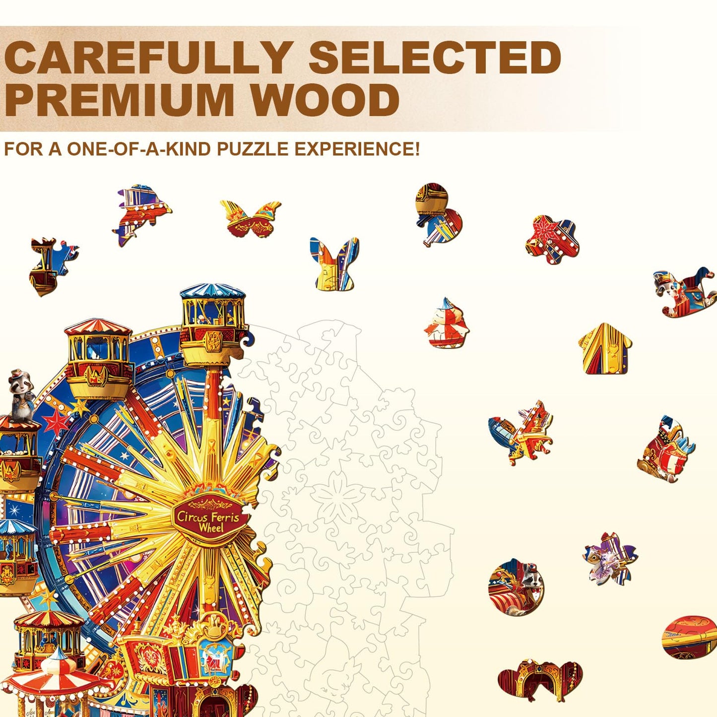 Jigfoxy Wooden Puzzles for mature-themeds  Circus Ferris Wheel Wood Puzzles mature-themed  Unique Animal Shape Wooden Jigsaw Puzzles for mature-themeds  Birthday Gifts for Puzzle Lovers  Family  Friend (M-11.4 * 9.7in-175pc)