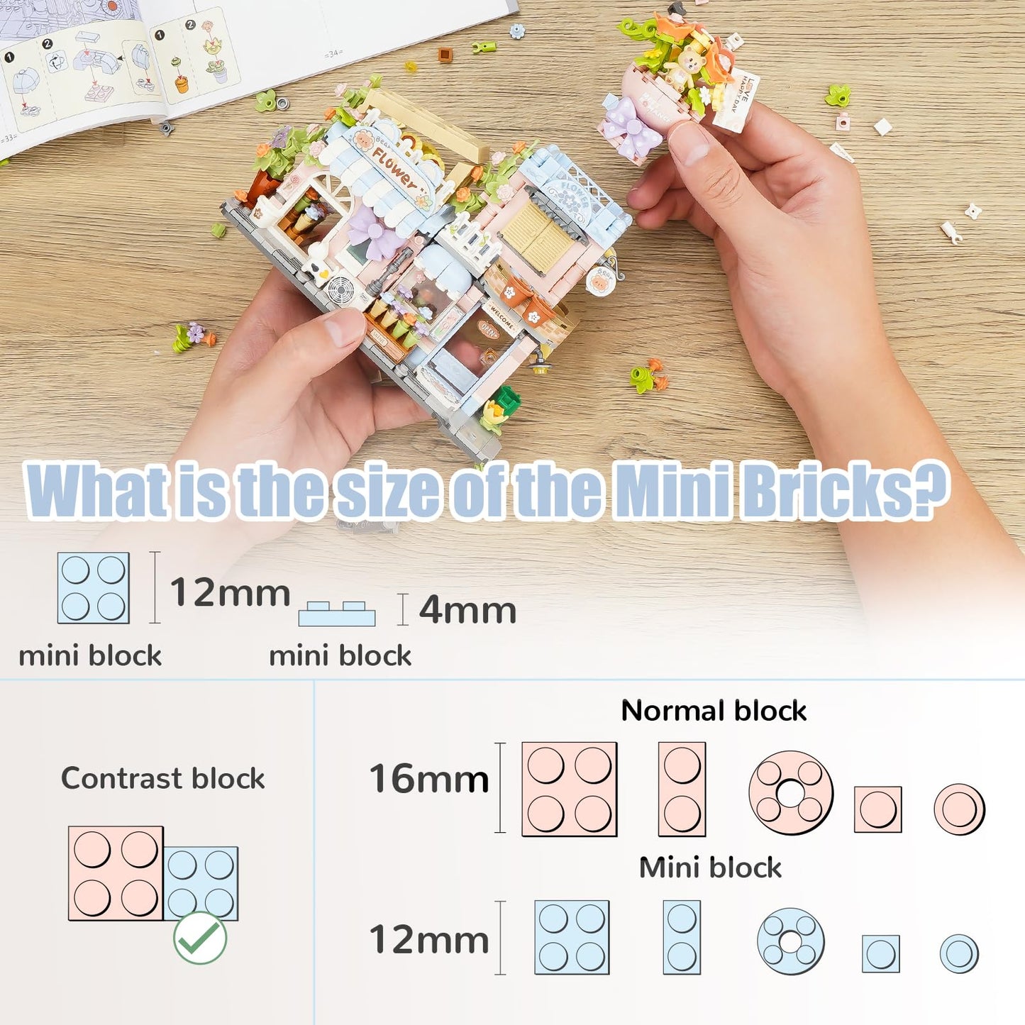 Street View Flower House Shop Mini Building Blocks  MOC Creative Building Toys Cute Panda Building Set for Girls 6-12  Simulation Architecture Construction Toy  Gift Idea for Kids mature-themeds (854 PCS)