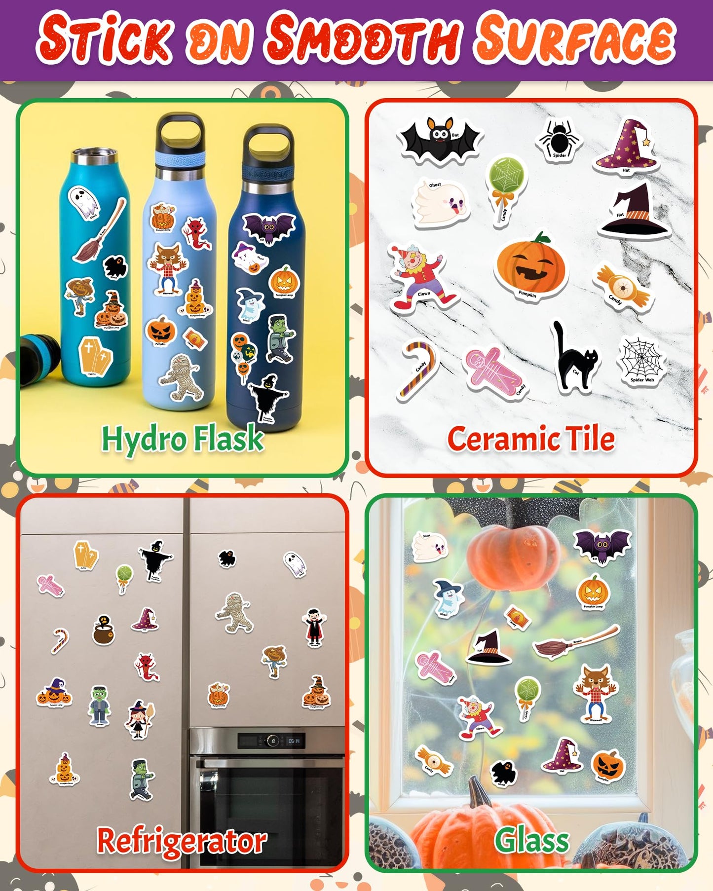 Benresive Reusable Sticker Book For Toddlers 2-4 Years, Fun Travel Stickers For Kids, Waterproof Sticker Books For Toddlers 1-3, Crafts Activities For Todddlers 1-3 2-4 3-5 - Halloween