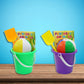 4E's Novelty 12 Sets 5.5'' Sand Buckets and Shovels for Kids Bulk (12 Pack) Small Beach Bucket for Beach Summer Outdoor Sand Toy