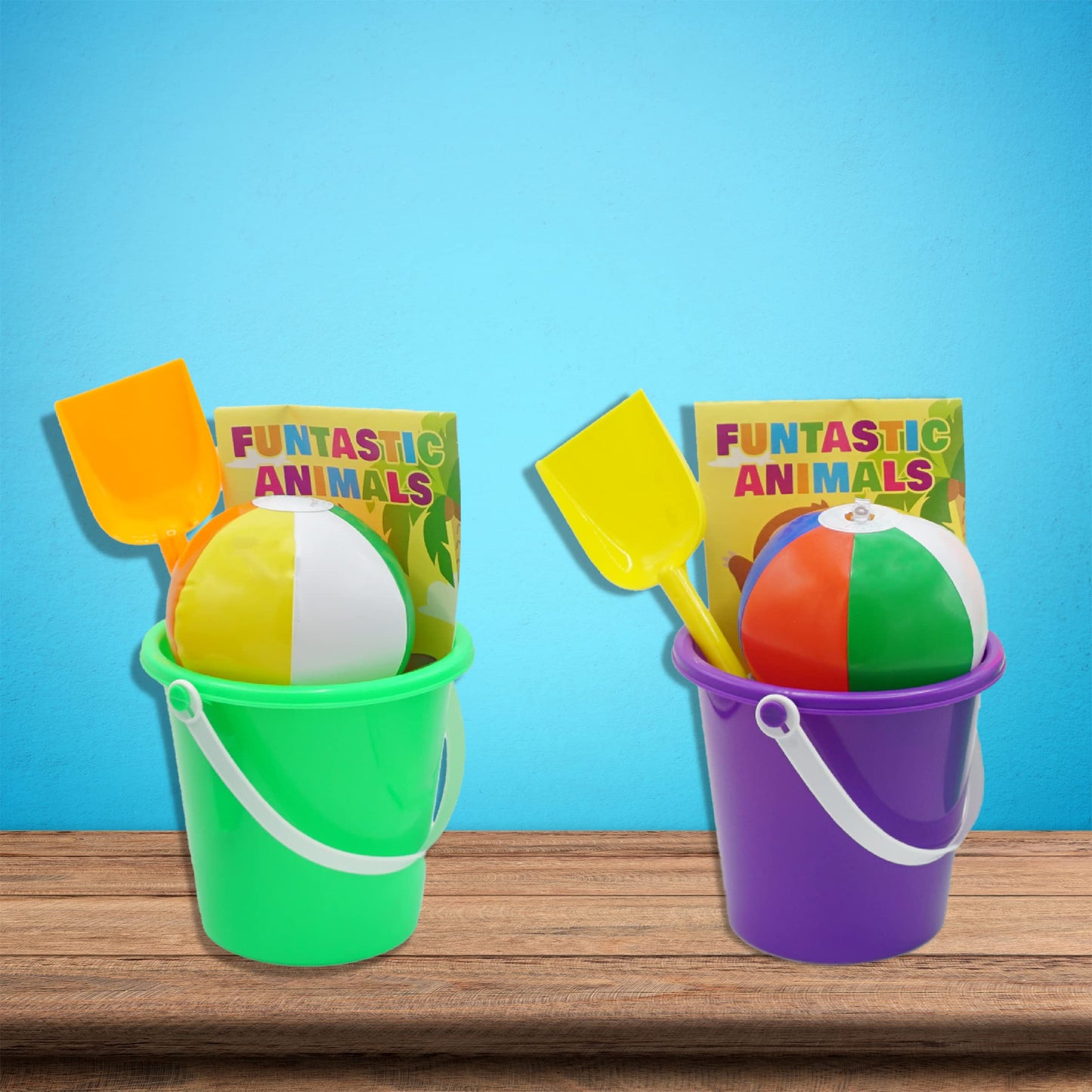 4E's Novelty 12 Sets 5.5'' Sand Buckets and Shovels for Kids Bulk (12 Pack) Small Beach Bucket for Beach Summer Outdoor Sand Toy