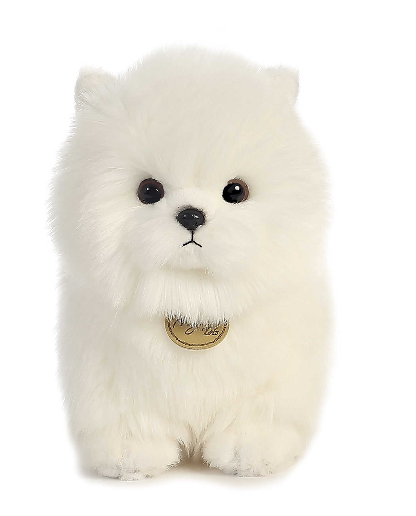 Aurora® Miyoni® Tots Pompom Pup Stuffed Animal, 9" White, Lifelike Detail, Polyester