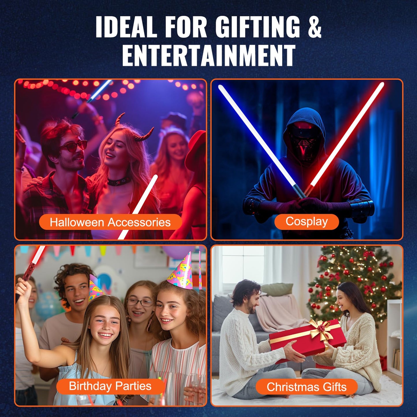 Vevor 2 In 1 Lightsaber, Heavy Metal Hilt Rgb Dueling Light Saber, Motion Control 12 Colors And 4 Sound Fonts Smooth Swing Force