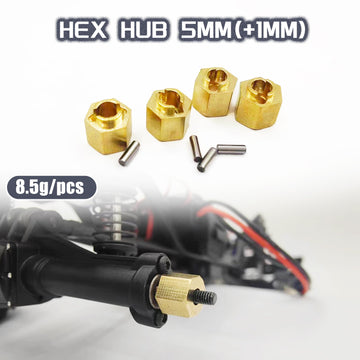 HOPLEX Brass Wheel Hex Hub 5mm(+1mm) and 7mm(+3mm) Extenders Adaptor Set for 1/18 RC Crawler Car TRX4M Upgrade Parts(8PCS)