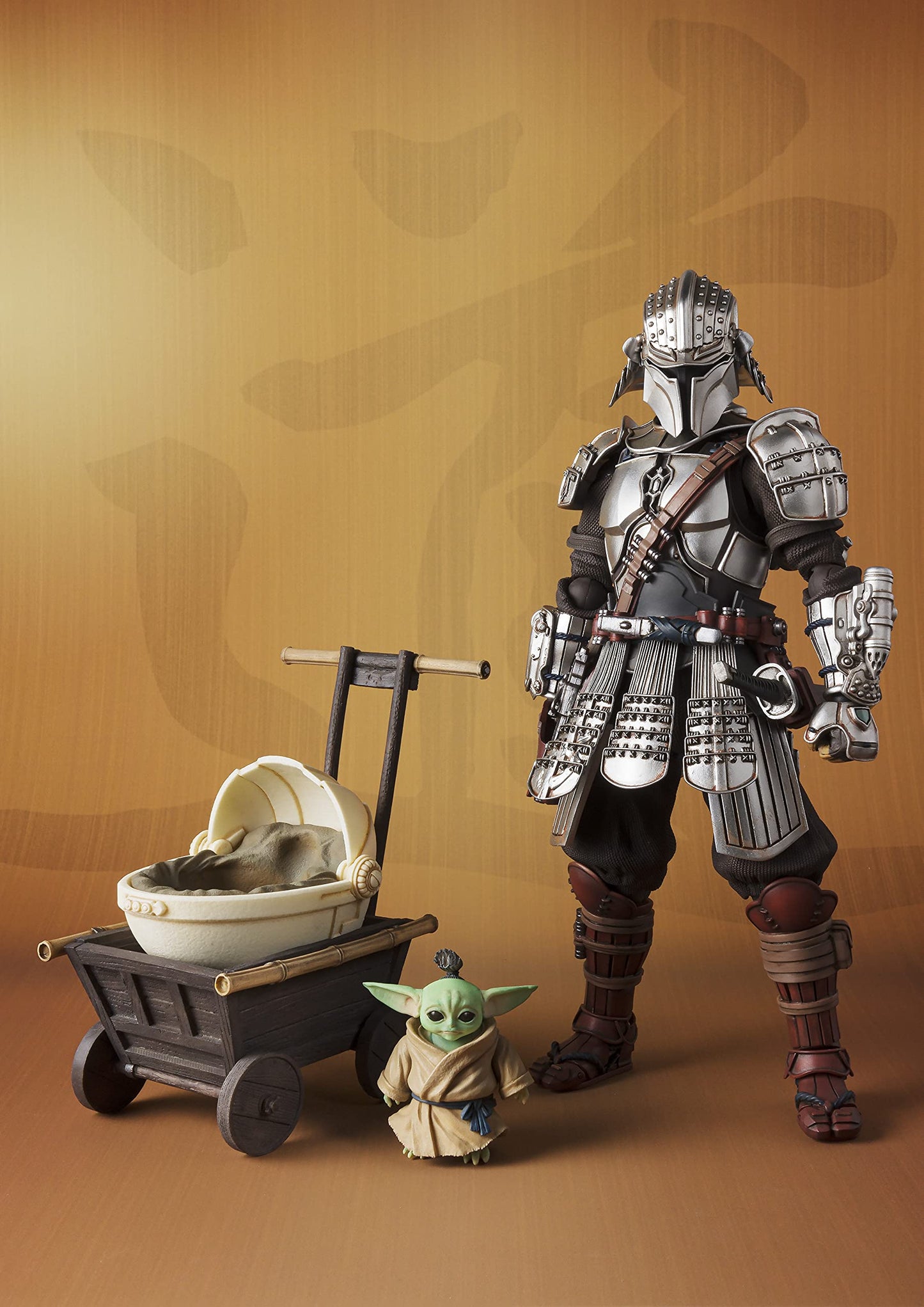 TAMASHII NATIONS Star Wars Mandalorian Action Figure - Ronin Mandalorian & Grogu (Beskar Armor), BAS62093, ST, ABS Material