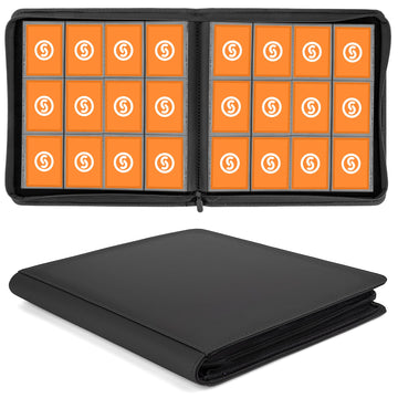 SMYV 12 Pocket Trading Card Binder  enhanced PU Cover Card Binder for 720 Cards  Ringless Side Loading Card Collection Album Folders for MTG  TCG  Game Cards & Sports Cards (Black)