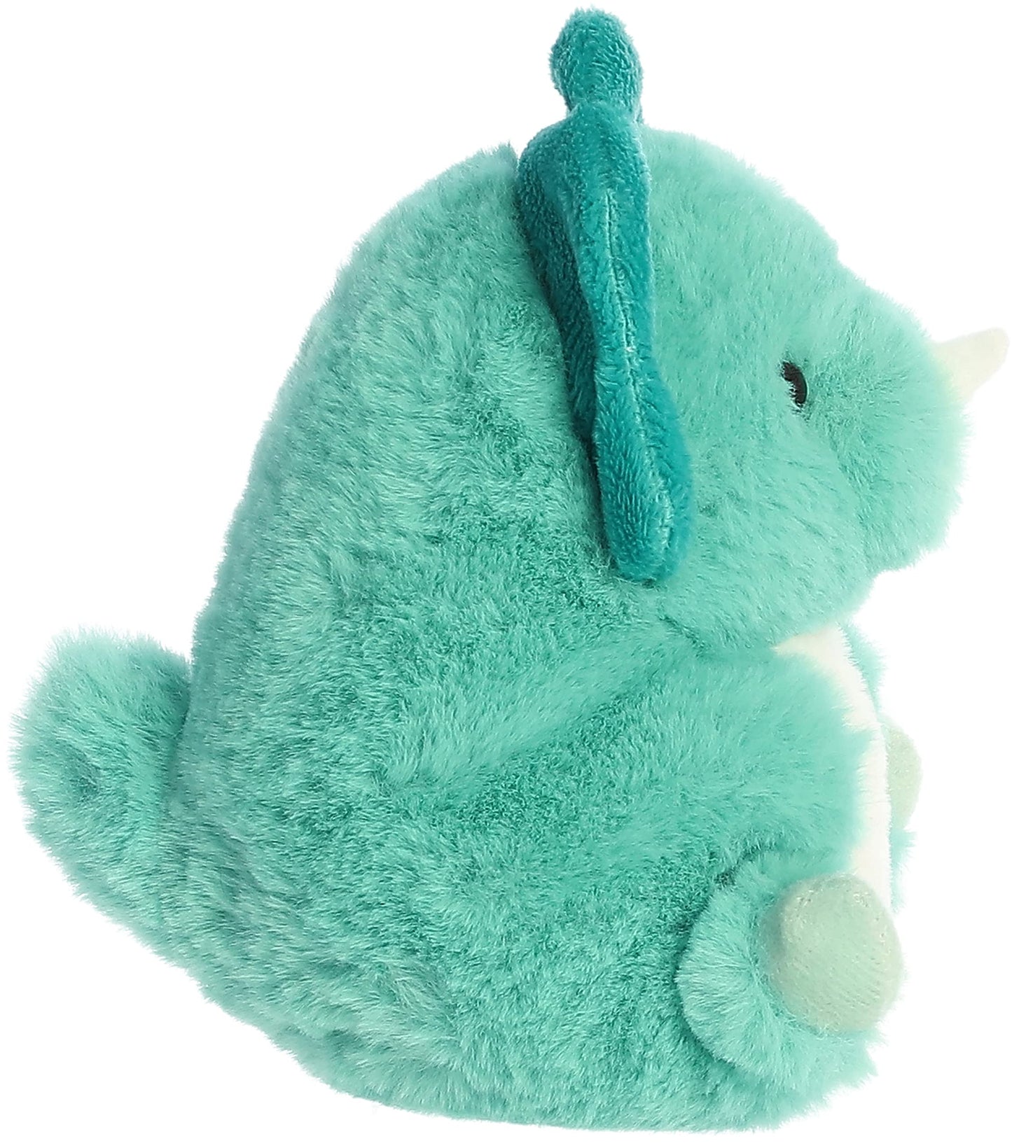Aurora Round Rolly Pet Teya Triceratops Stuffed Animal - Adorable Companions - On-The-Go Fun - Blue 5 Inches