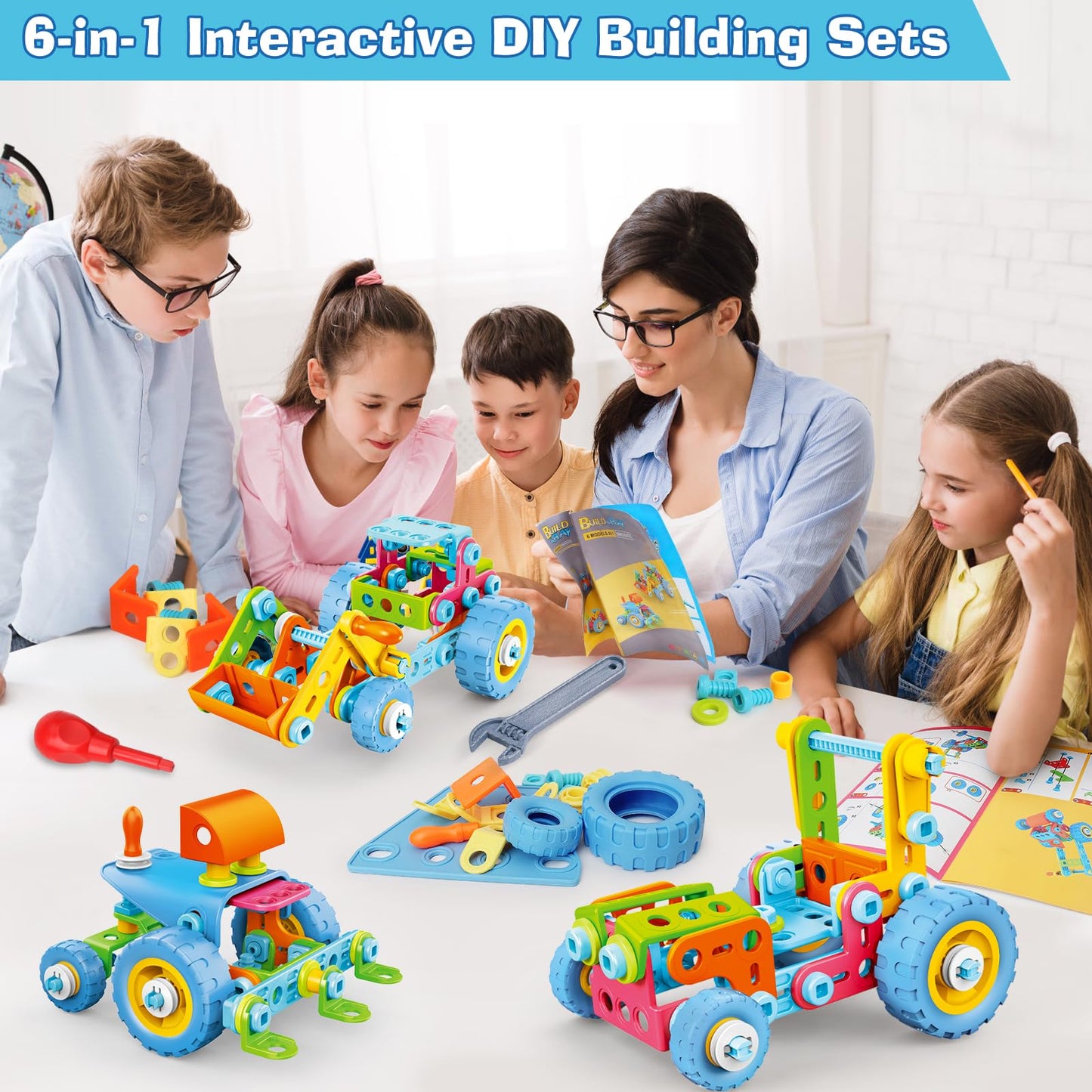 Moontoy Stem Toys For 3 4 5 6 7 8+ Year Old Boy Easter Gifts Easter Basket Stuffers, Toddler 3-5 Block Stem Kits Building Toys For Kids Ages 4-8 5-7 6-8 4-6 8-12 Erector Set Creative Activities 118Pcs
