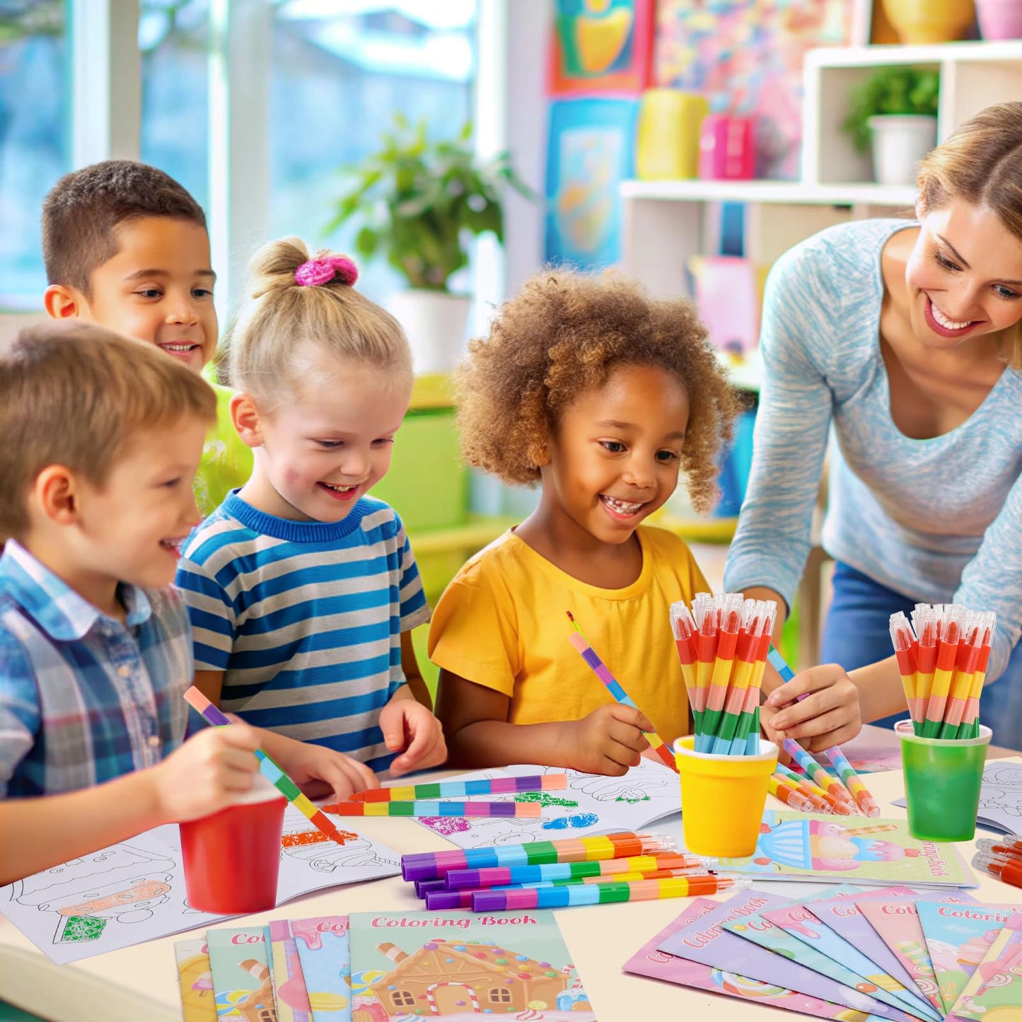 BenLouis 24 Pcs Sweet Mini Coloring Books Kids Candyland Donut Ice Cream Party Favors Small Activity Books Bulk for Kids Treats