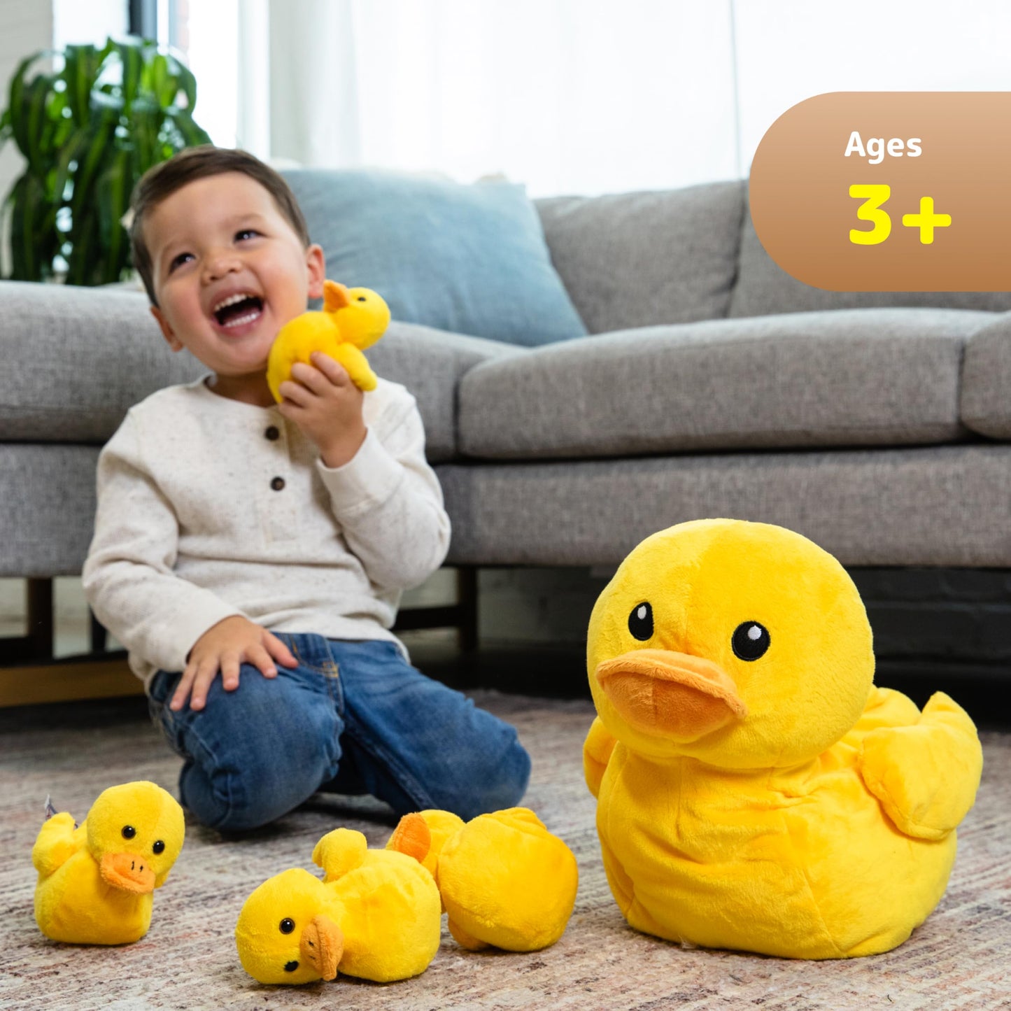 Prextex Plush Duck Toys Stuffed Animal With 5 Ducks Baby Stuffed Animals - Big Duck Zippers 5 Little Plush Baby Ducklings - Duck