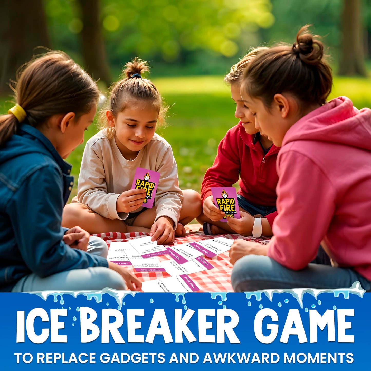 QUOKKA Kids Conversation Cards Game - Break The Ice Game for Kids and Families - Icebreaker Cards with 500+ Questions - Family Game for Kids 8-12 - Perfect for Family Game Night I enhanced Version