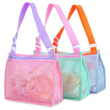 Tagitary Beach Toy Mesh Beach Bag Kids Shell Collecting Bag Beach Sand Toy Seashell Bag Swimming Accessories For Boys And Girls(