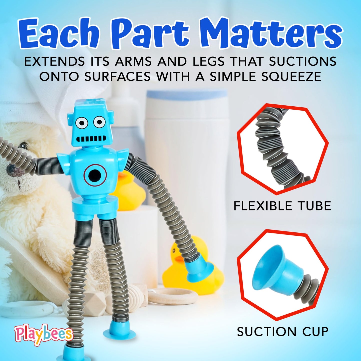 Telescopic Suction Cup Robot Toys 12-Pack Shape Changing Educational Fidget Toys Sensory Toys Adhd Autistic Stimulating Creative