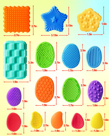 Sensory Fidget Toys For Kids Adults: 16 Pack Textured Silicone Worry Stones For Anxiety Relief, Sensory Stress Toy For Autism Ki