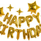 23Pcs Birthday Balloons Banner, 3D Gold Premium Mylar Foil Ecofriendly Letter Happy Birthday Banner With 5Pcs Star Balloons Kits