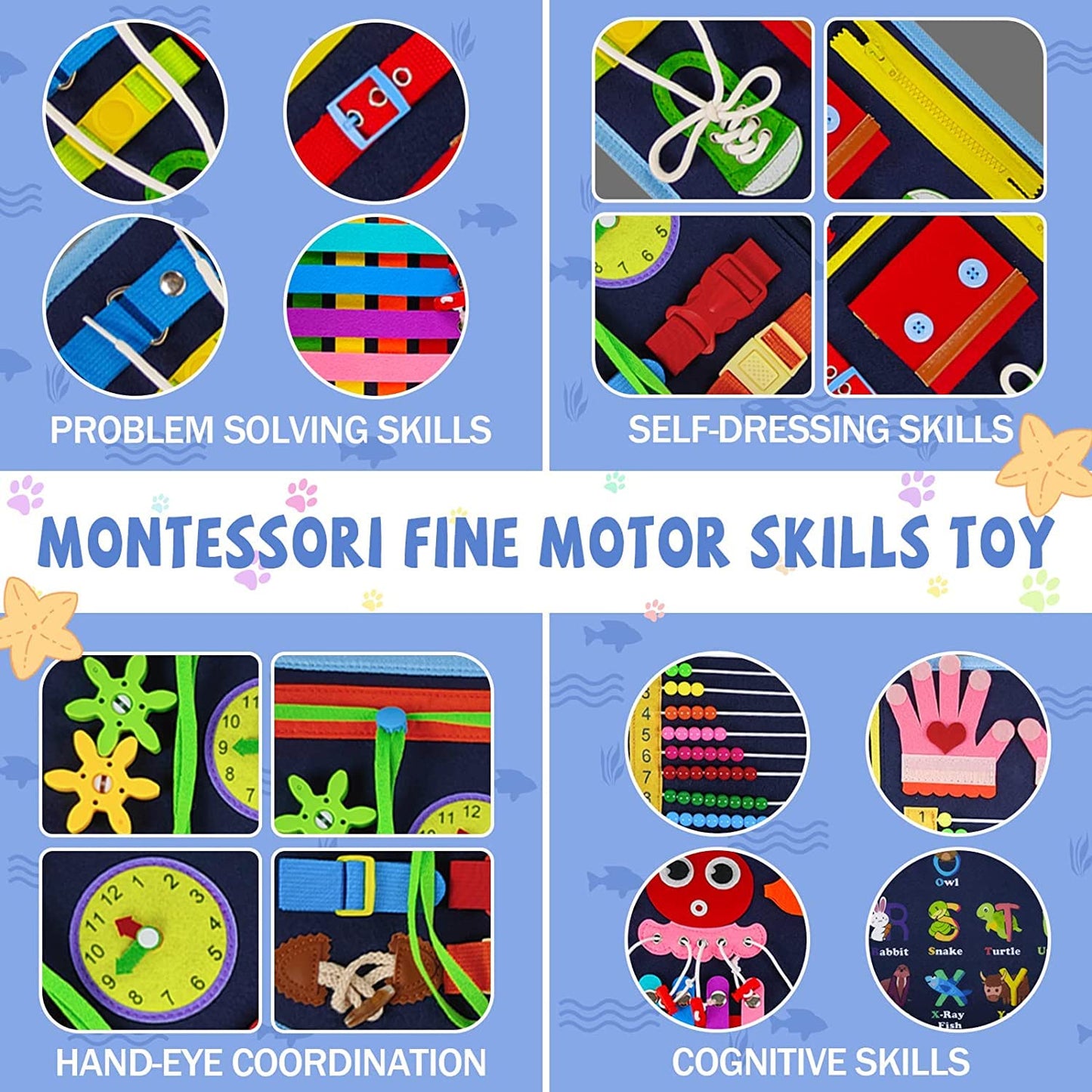 Gojmzo Busy Board Montessori Toys For 1 2 3 4 Year Old Boys & Girls Gifts, Sensory Toys For Toddlers 1-3, Educational Travel Toys, Preschool Activities Learning Alphabet Count Fine Motor Skills