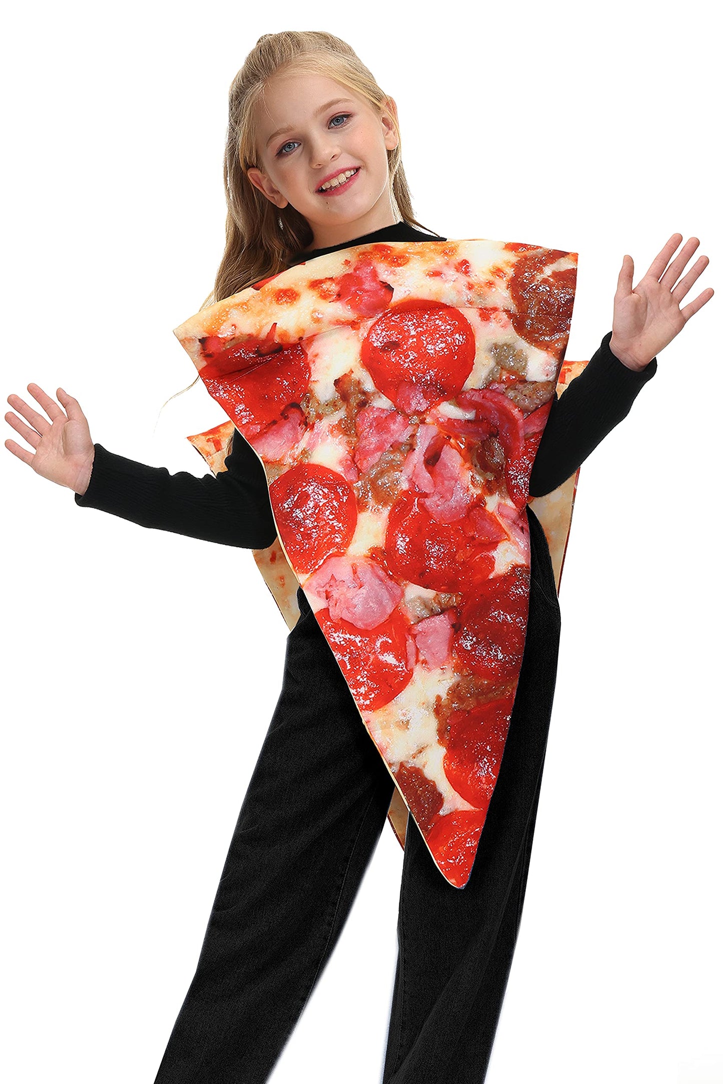 Aobute Kids Pizza Costume Funny Halloween Outfit Child Pizza Slice Boys Girl Food Mascot Suit 5-7 Years