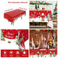 Staraise 3PCS Christmas Tablecloth, Red Rectangular Plastic Christmas Tablecloth, Winter Snowflake Snowman and Santa Claus Dispo