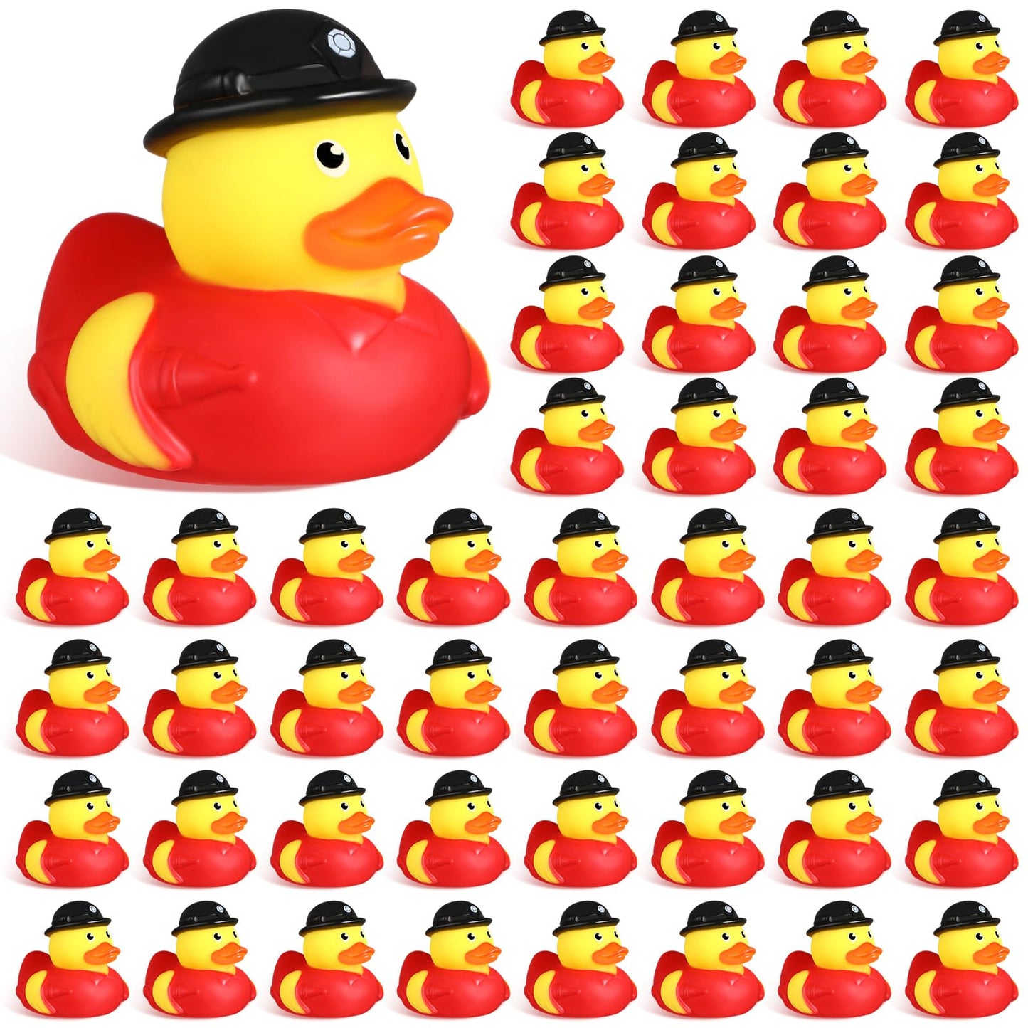 Sotiff Rubber Ducks 2 Inch Cool Rubber Ducky Bath Toy For Party Favors Birthday Party Gifts Beach Summer Bath Tub Pool Toys(48 Pcs,Firefighter Ducks)