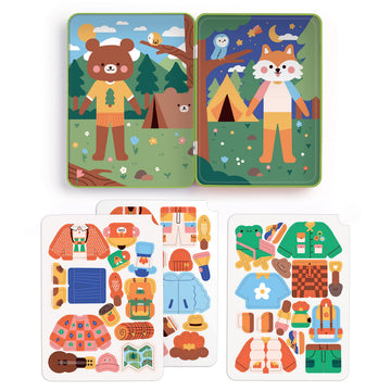 Mudpuppy Happy Camper Magnetic Build-It Game – 40+ Magnets, Illustrated Scenes, 6.25x8.75 inches, Multicoloured, Ages 4+ - Model 978