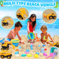 FHOZGECY Beach Toys, 35Pcs Sand Toys, Sandbox Toys with 3 Truck 3 Collapsible Beach Bucket, Sand Castle Toys Kit, Animal Dinosau